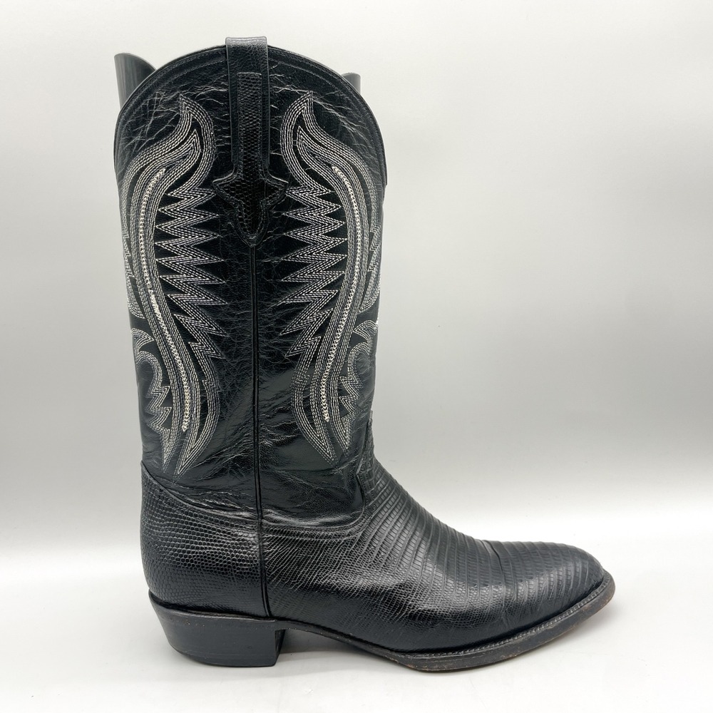 Ferrini Mens 13D Western Cowboy Boots Black Genuine Lizard Skin Rodeo Rockabilly